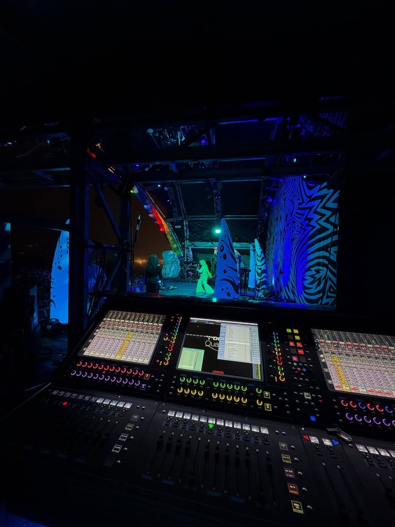 Festival stage blue lighting